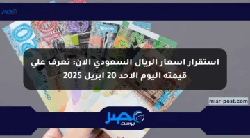 استقرار أسعار الريال السعودي الآن: تعرف على قيمته اليوم الأحد 20 إبريل 2025